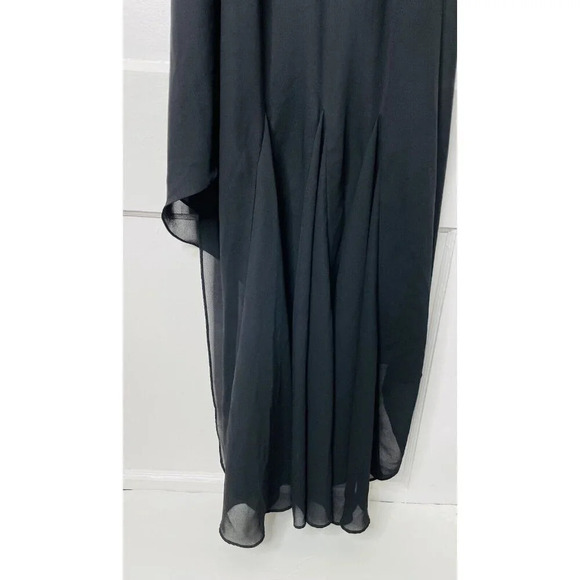 Niki Livas Evening Dress 10 Beaded Black 90s Style Handkerchief Hem Draped Neck - Picture 5 of 14